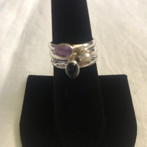 Silver three stacked rings
